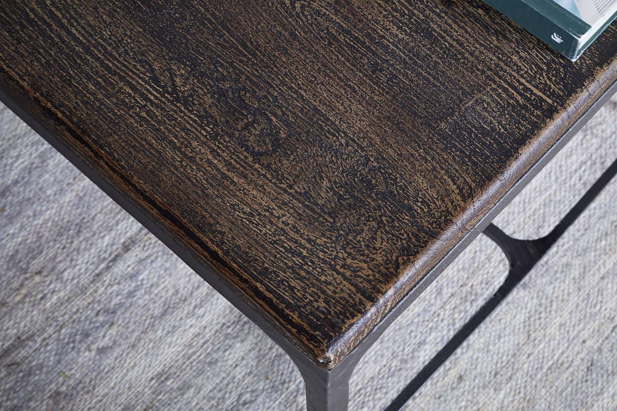 Nkuku Sita Reclaimed Wood & Iron Coffee Table Chocolate Brown