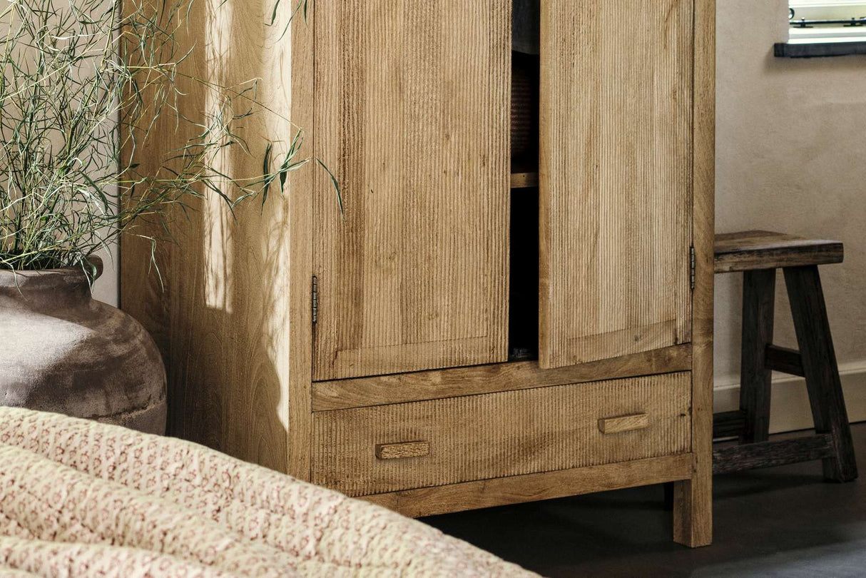 Nkuku Vivan Grooved Wardrobe Natural