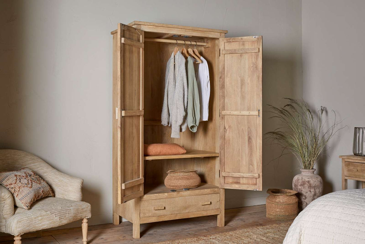 Nkuku Vivan Grooved Wardrobe Natural