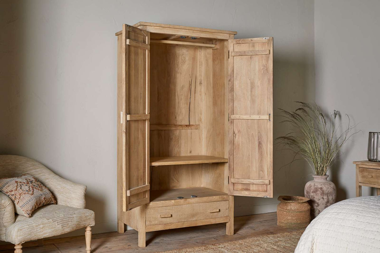 Nkuku Vivan Grooved Wardrobe Natural