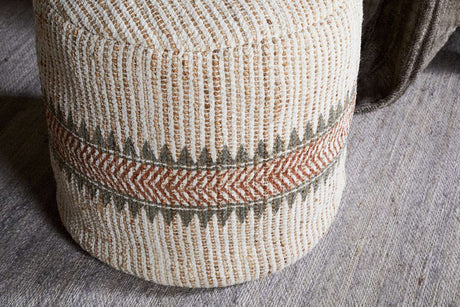 Nkuku Zairya Jute & Cotton Tall Pouf Natural & Rust