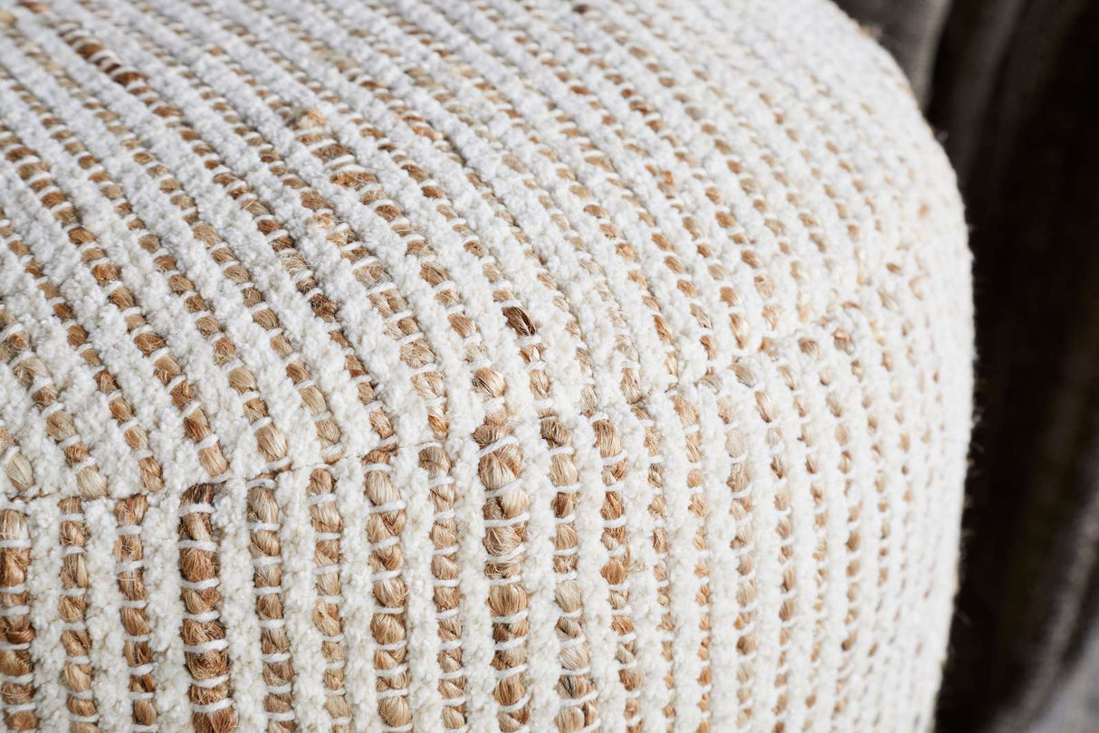Nkuku Zairya Jute & Cotton Tall Pouf Natural & Rust