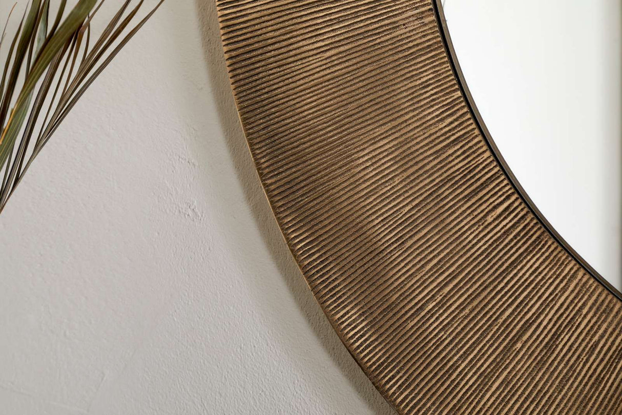 Nkuku Moto Round Mirror Antique Brass