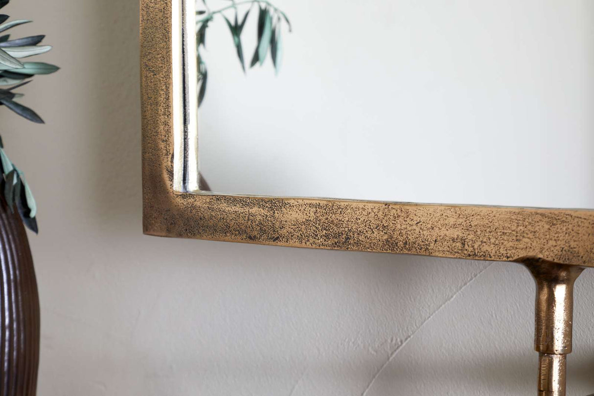 Nkuku Visala Square Swivel Wall Mirror Antique Brass