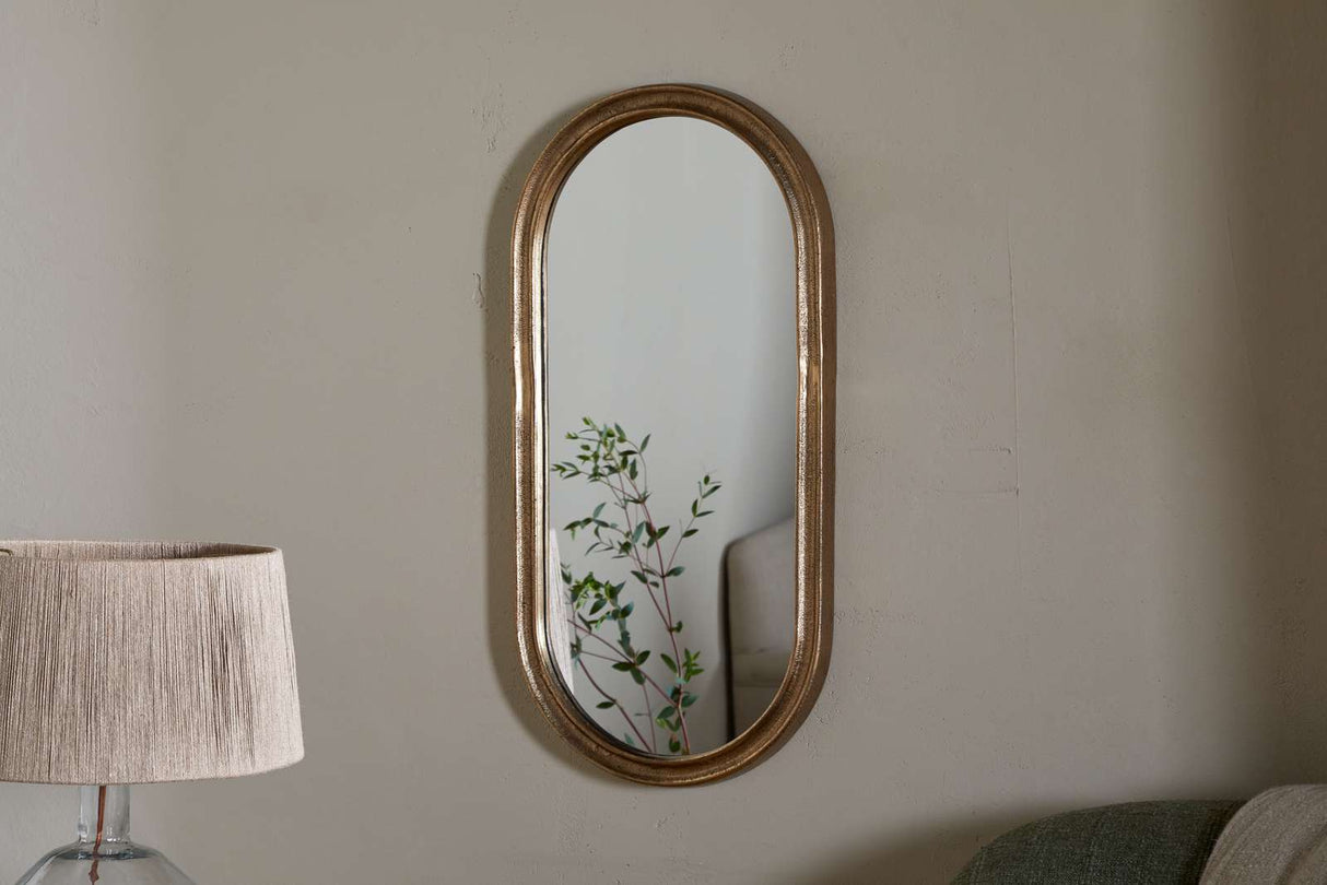Nkuku Mbwa Oval Mirror Antique Brass