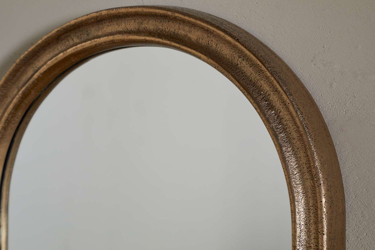 Nkuku Mbwa Oval Mirror Antique Brass