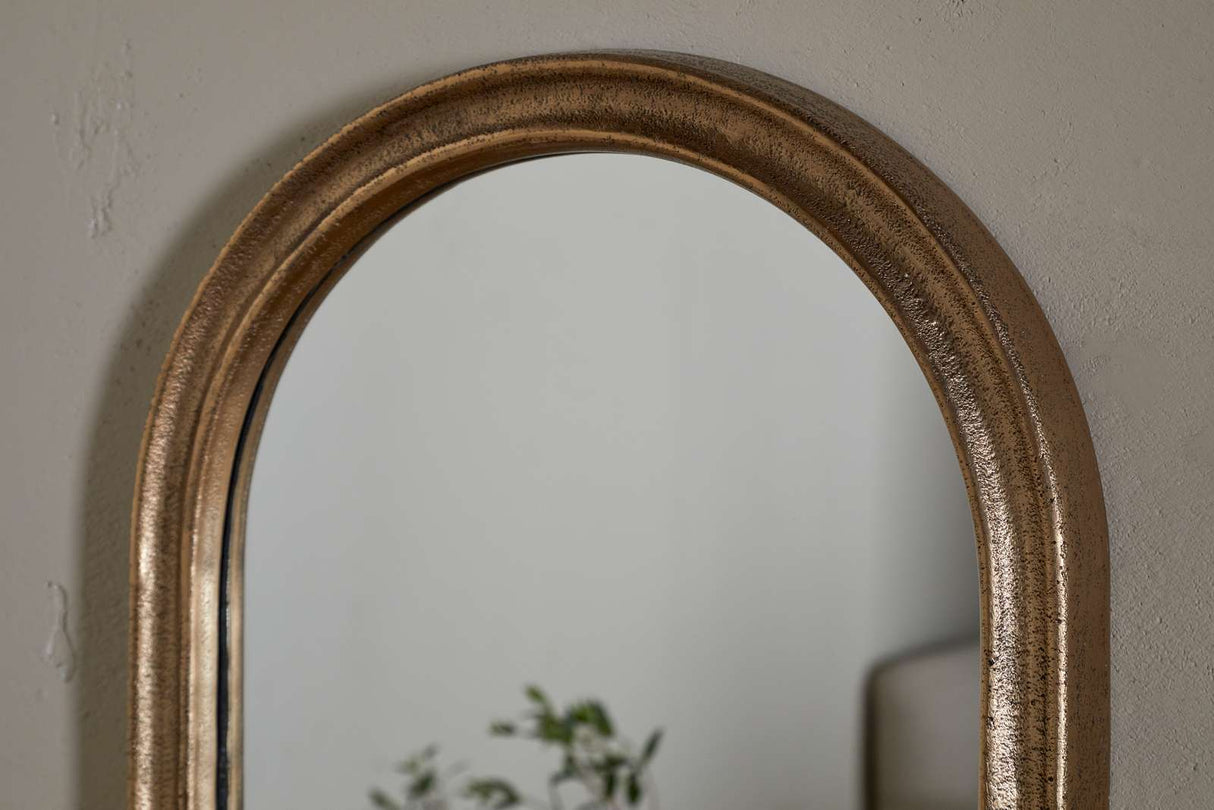 Nkuku Mbwa Oval Mirror Antique Brass