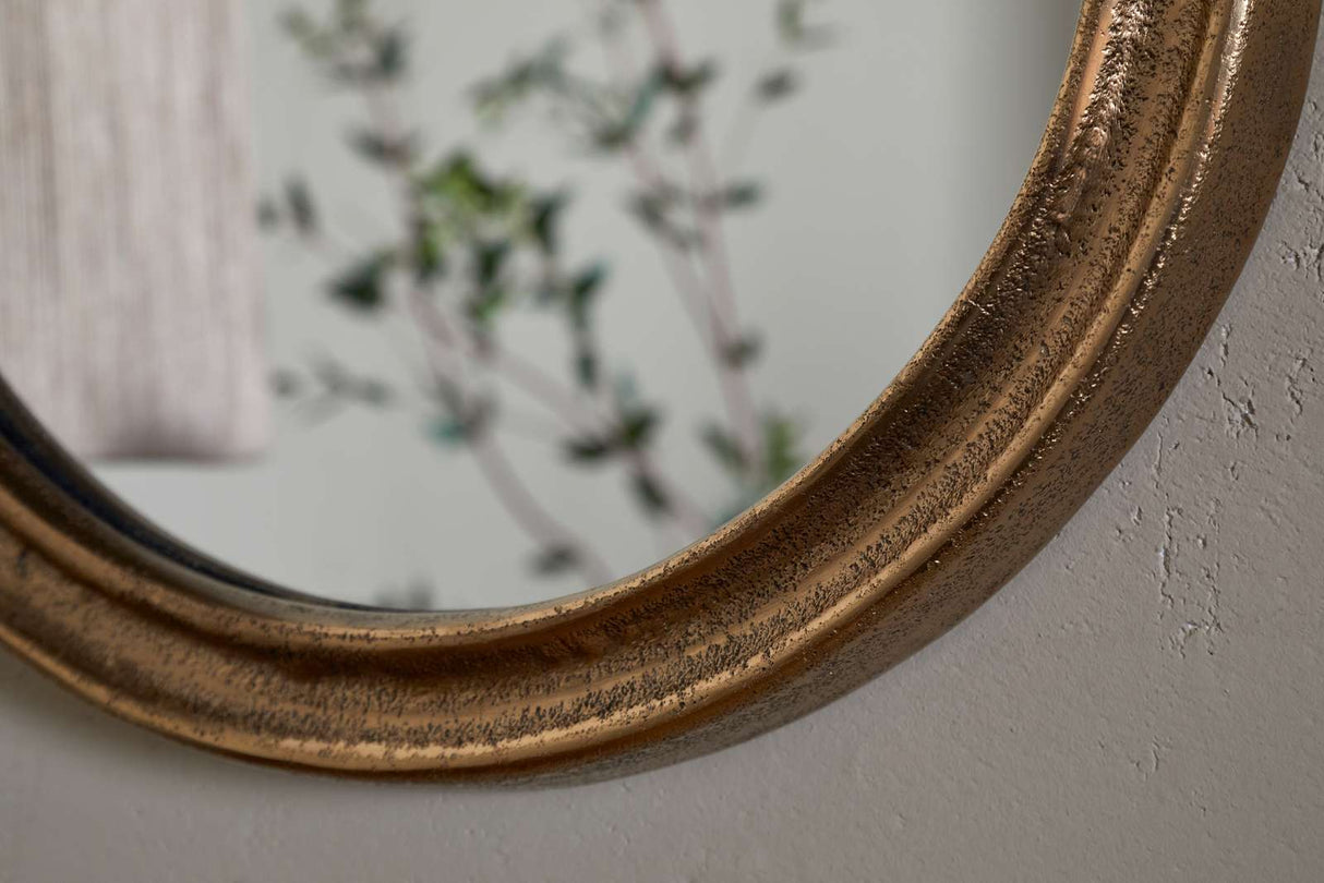 Nkuku Mbwa Oval Mirror Antique Brass