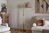 Nkuku Kera Wood & Metal Floor Lamp Base Antique Brass & Natural