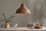 Nkuku Nadi Grooved Wood Pendant Natural & Antique Brass