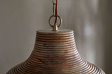 Nkuku Nadi Grooved Wood Pendant Natural & Antique Brass