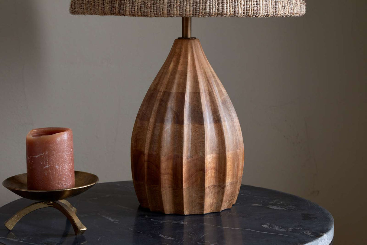 Nkuku Awa Mango Wood Bedside Table Lamp Base Natural
