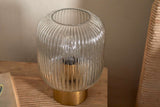 Nkuku Rizal Fluted Glass Bedside Table Lamp Antique Brass & Clear