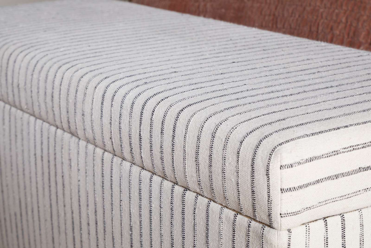 Nkuku Sanja Cotton & Linen Upholstered Storage Bench Grey