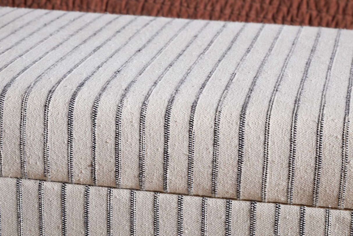 Nkuku Sanja Cotton & Linen Upholstered Storage Bench Grey