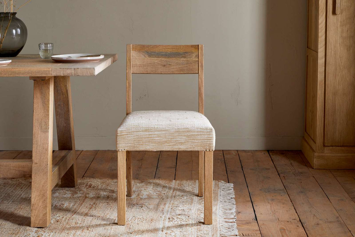 Nkuku Zoha Cotton & Jute Upholstered Dining Chair Natural