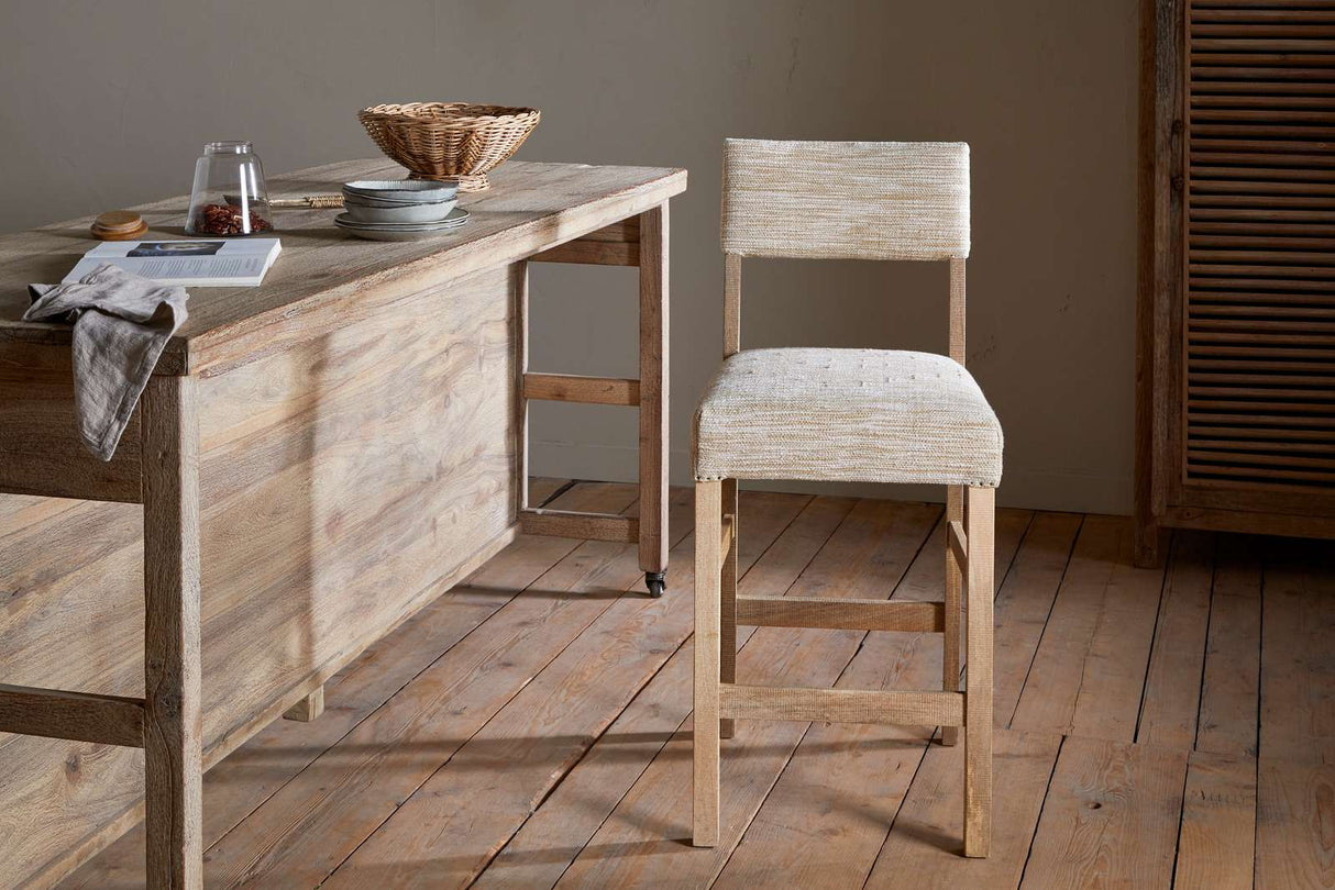 Nkuku Zoha Cotton & Jute Upholstered Counter Chair Natural