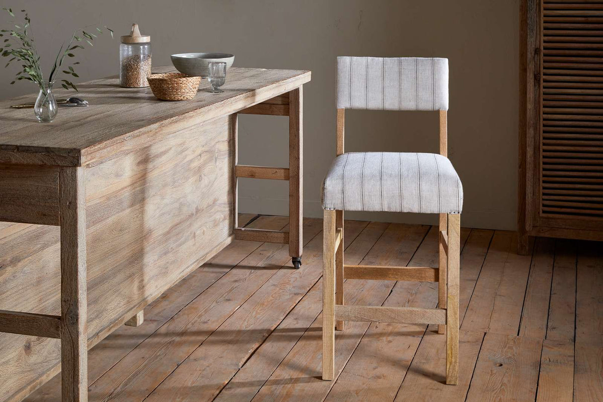 Nkuku Nidhi Linen Upholstered Counter Chair Natural