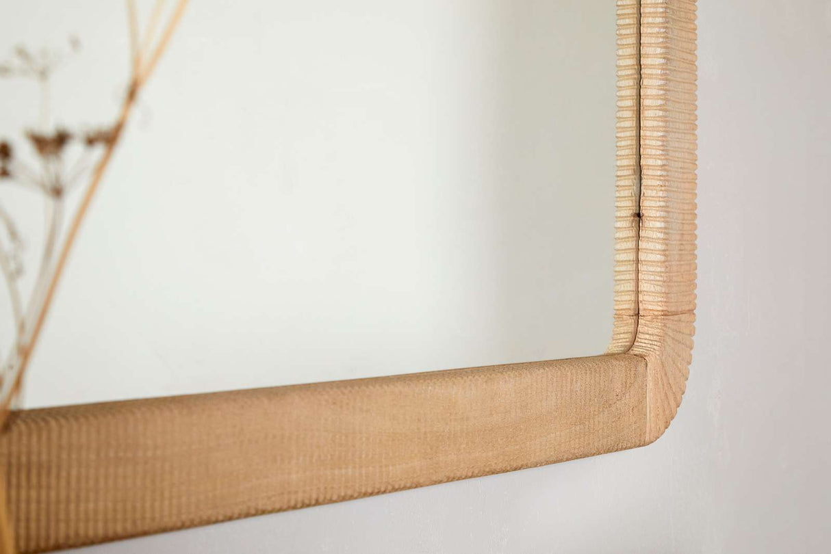 Nkuku Vivan Rectangular Grooved Wood Mirror Natural