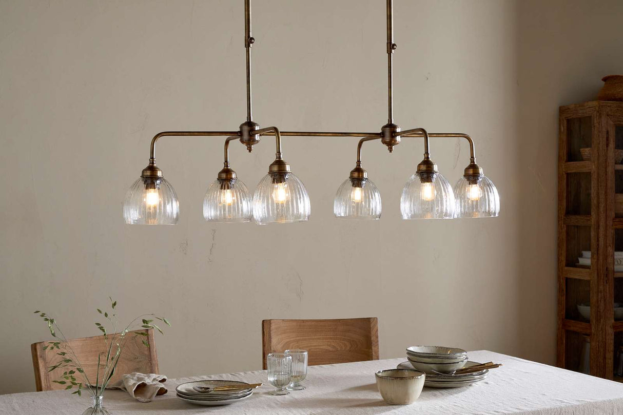 Nkuku Kakira Chandelier Pendant Clear & Antique Brass