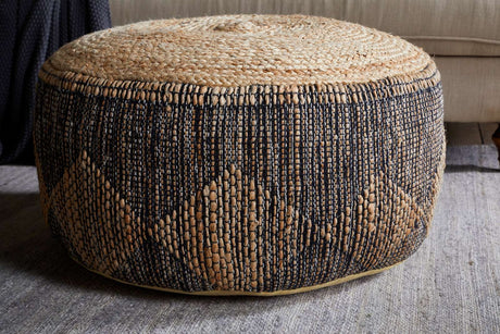 Nkuku Kapil Jute Round Pouf Charcoal