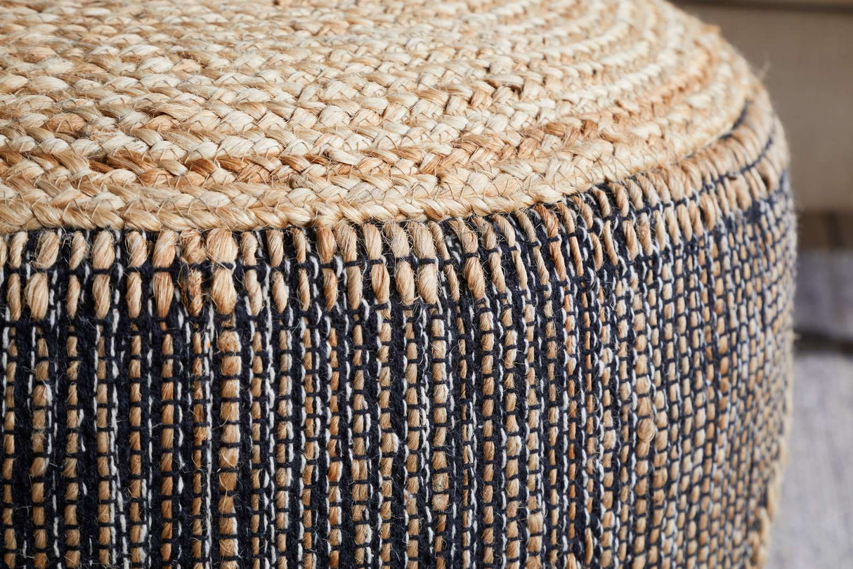 Nkuku Kapil Jute Round Pouf Charcoal