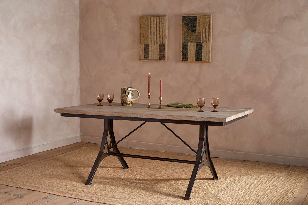 Nkuku Lopa Iron & Reclaimed Wood Dining Table Small