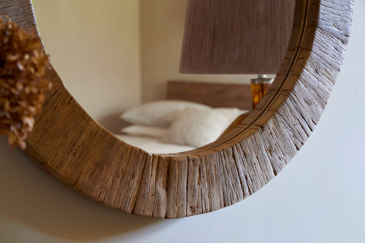 Nkuku Ibo Reclaimed Round Wall Mirror Small