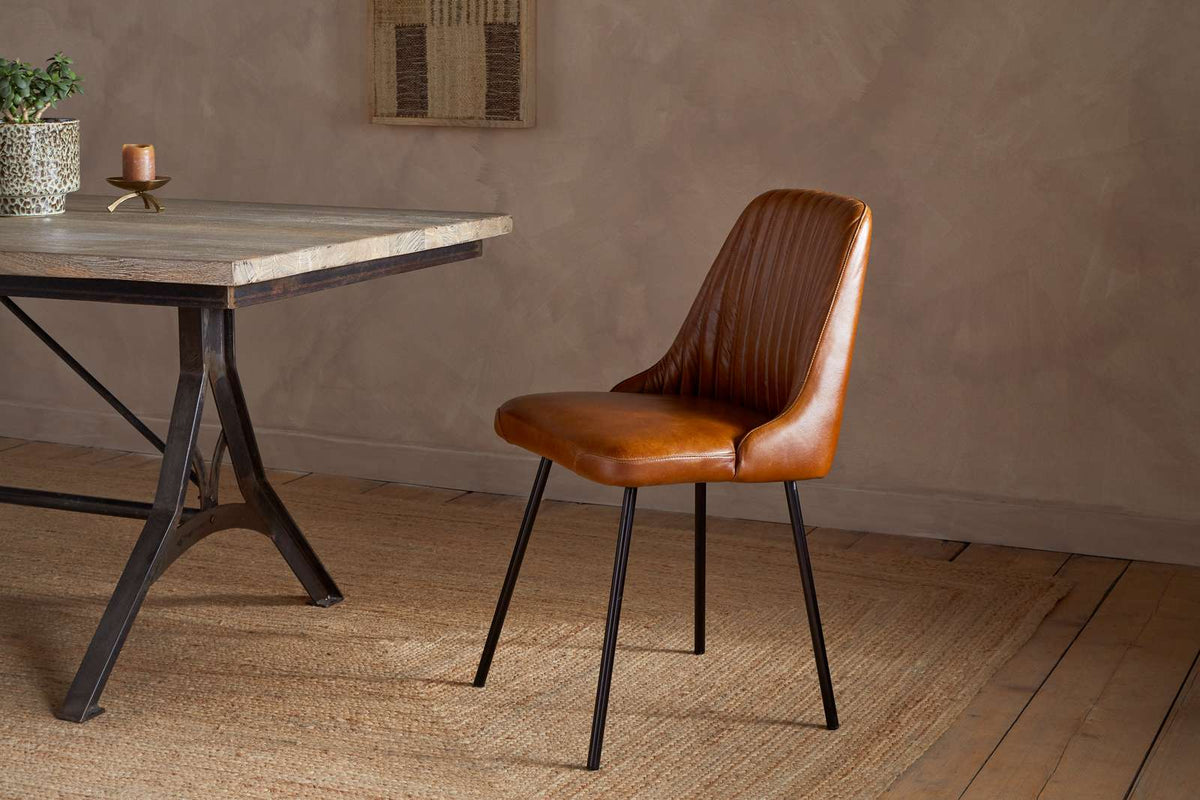 Nkuku Harsha Leather Dining Chair Aged Tan