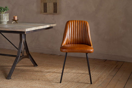 Nkuku Harsha Leather Dining Chair Aged Tan