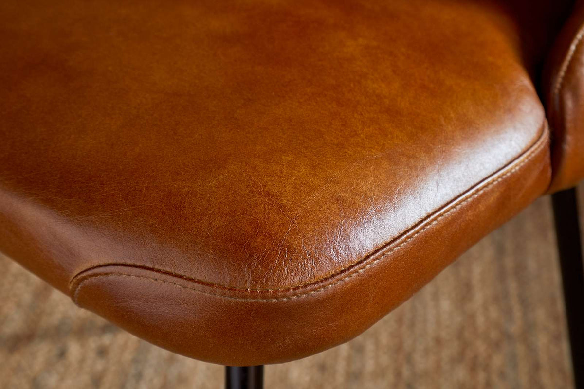 Nkuku Harsha Leather Dining Chair Aged Tan