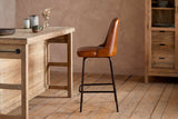 Nkuku Harsha Leather Counter Chair Aged Tan