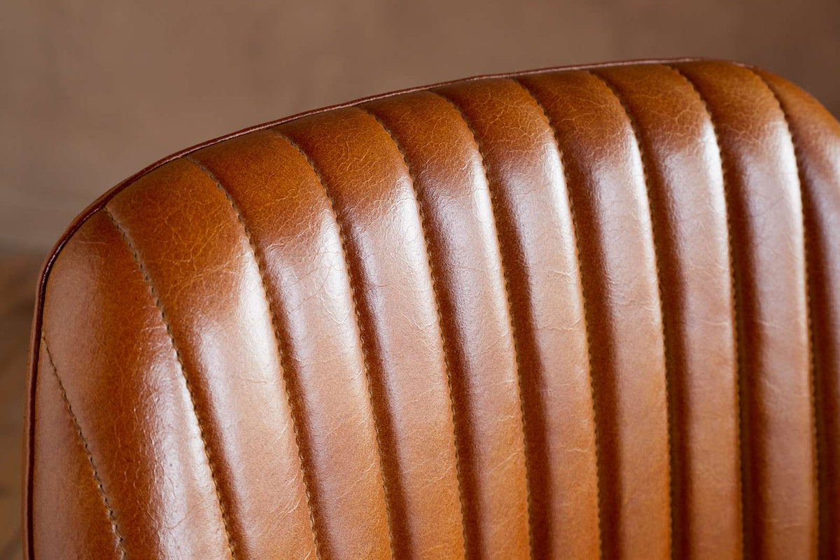Nkuku Harsha Leather Counter Chair Aged Tan