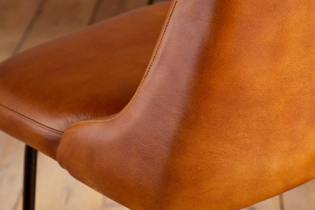Nkuku Harsha Leather Counter Chair Aged Tan