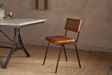 Nkuku Amala Leather Weave & Iron Dining Chair Aged Tan