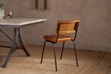Nkuku Amala Leather Weave & Iron Dining Chair Aged Tan