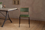 Nkuku Amala Leather Weave & Iron Dining Chair Rich Green
