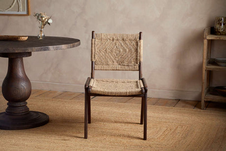 Nkuku Vinay Jute & Wood Woven Dining Chair Chocolate Brown