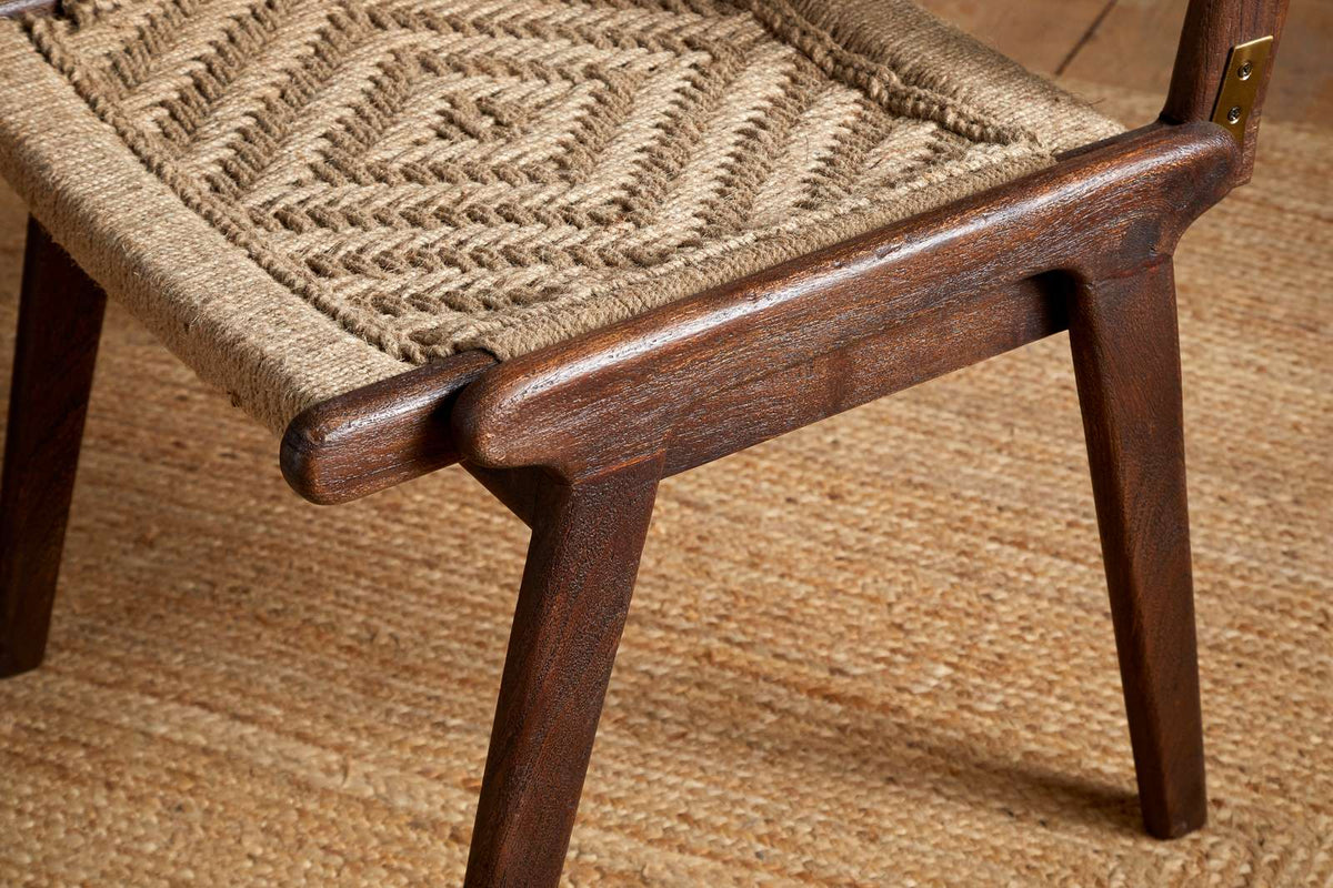 Nkuku Vinay Jute & Wood Woven Dining Chair Chocolate Brown