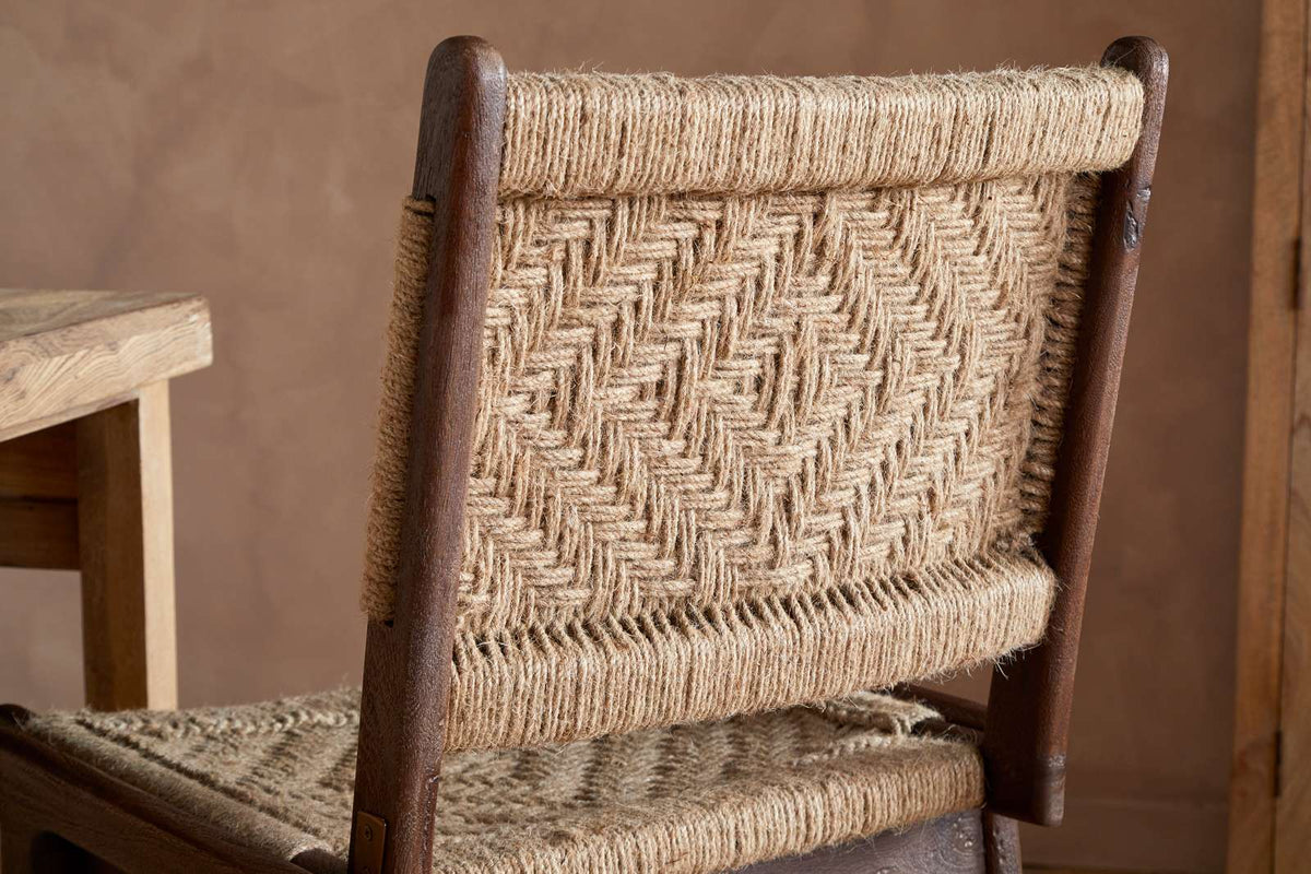 Nkuku Vinay Jute & Wood Woven Counter Chair Chocolate Brown