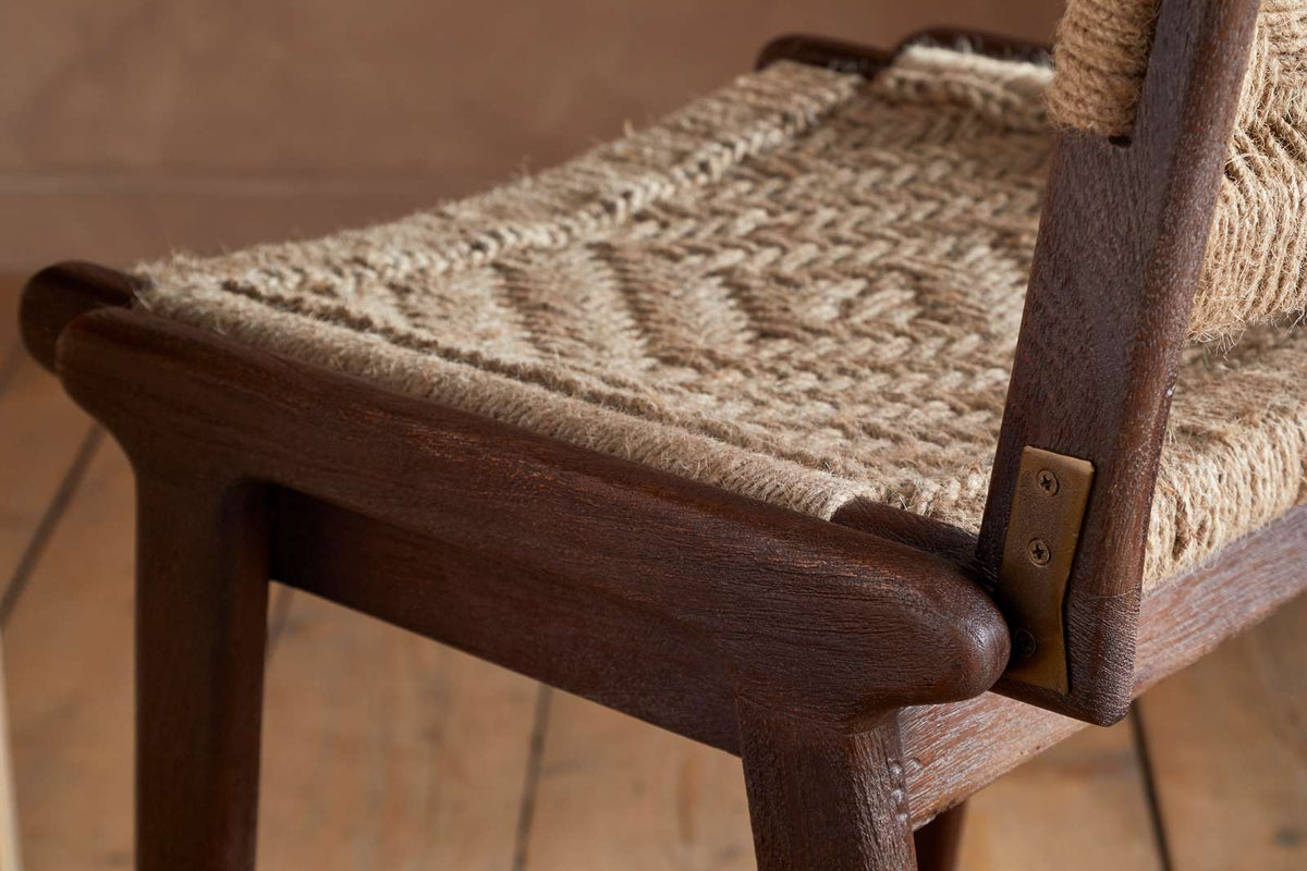 Nkuku Vinay Jute & Wood Woven Counter Chair Chocolate Brown