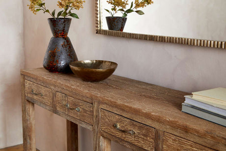 Nkuku Ibo Reclaimed Wood 4 Drawer Console Table Natural