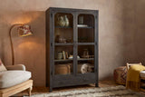 Nkuku Valin Mango Wood & Glass Cabinet Charcoal Wide