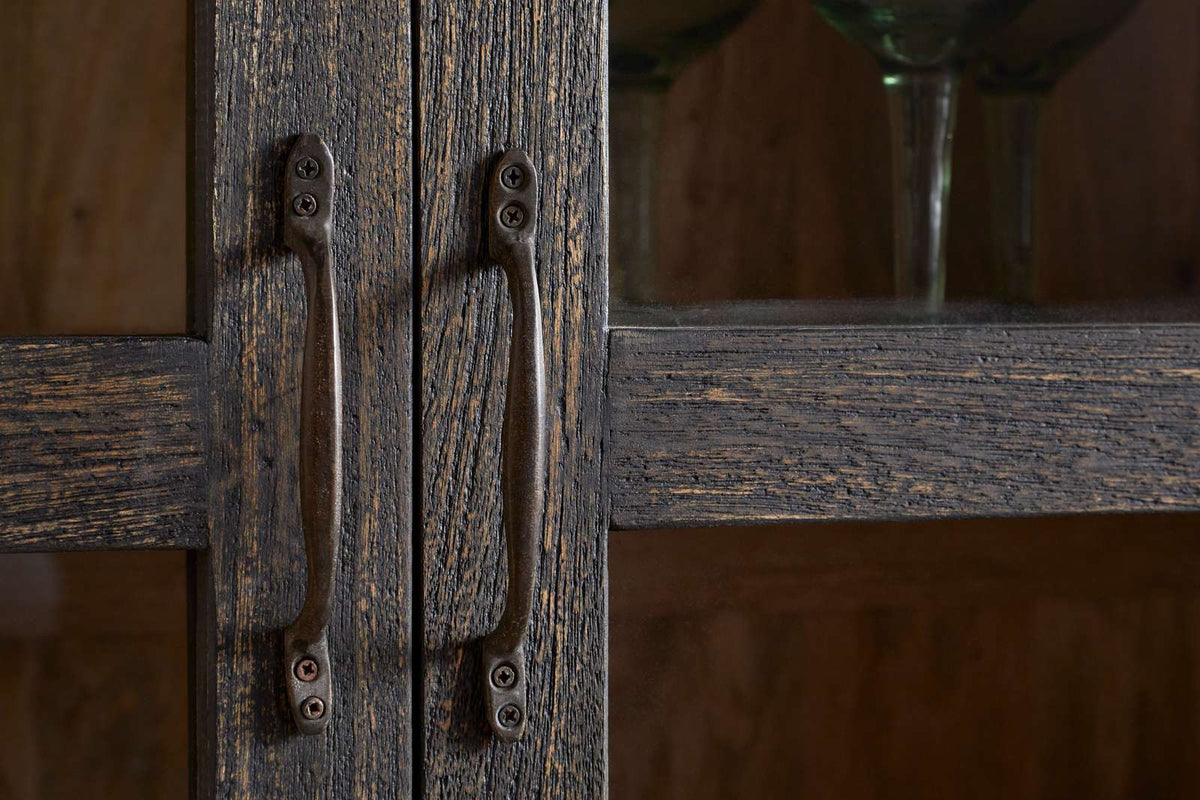 Nkuku Valin Mango Wood & Glass Cabinet Charcoal Wide