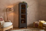 Nkuku Valin Mango Wood & Glass Cabinet Charcoal Tall