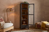 Nkuku Valin Mango Wood & Glass Cabinet Charcoal Tall