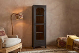 Nkuku Valin Mango Wood & Glass Cabinet Charcoal Tall