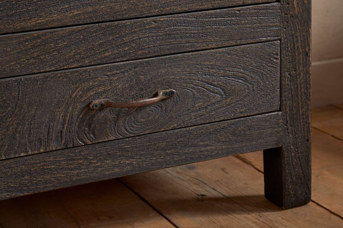 Nkuku Valin Mango Wood & Glass Cabinet Charcoal Tall