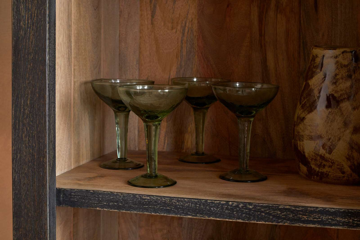 Nkuku Valin Mango Wood & Glass Cabinet Charcoal Tall