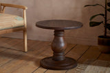 Nkuku Laya Carved Wood Side Table Chocolate Brown